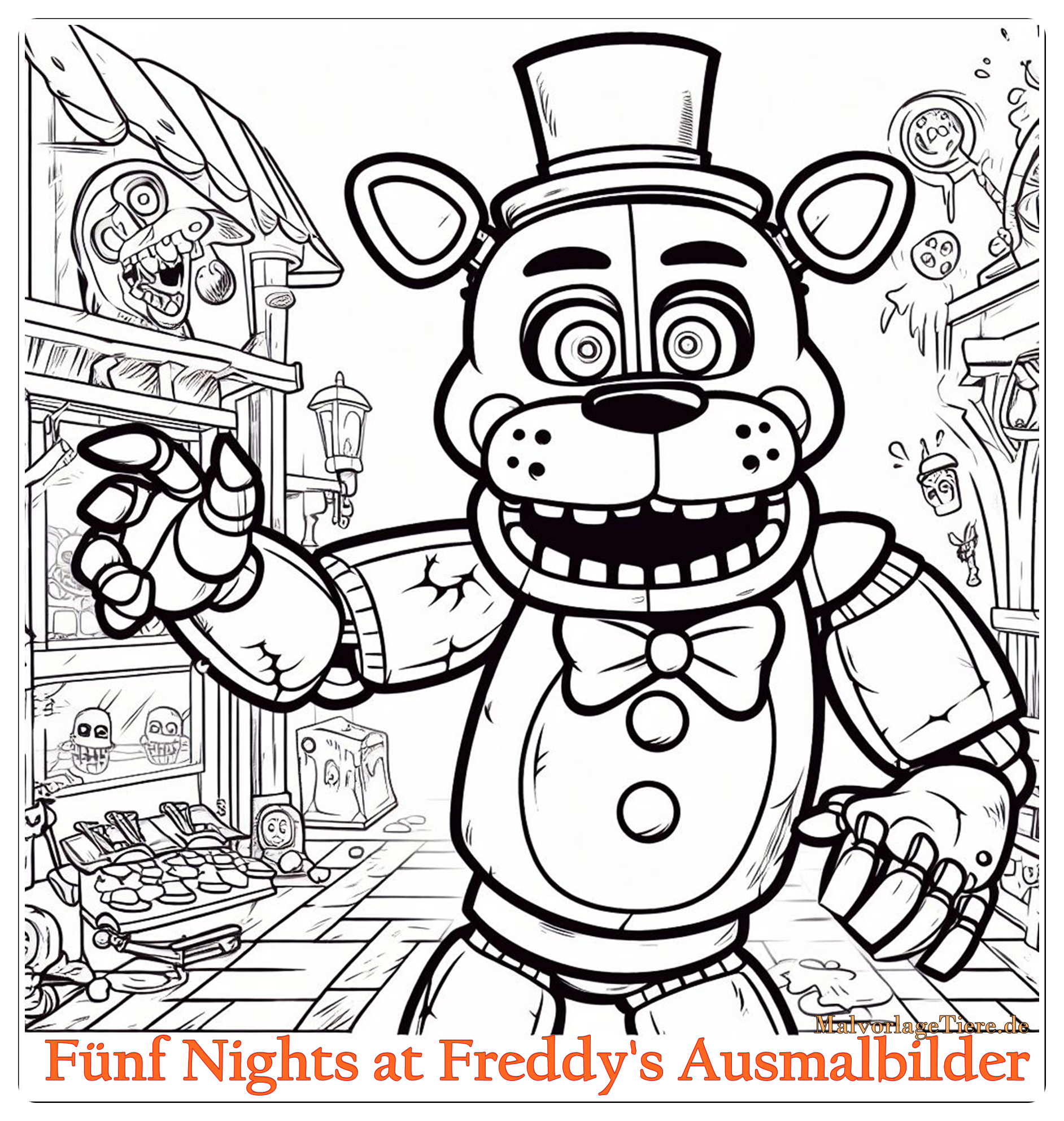 Fünf Nights at Freddy’s Ausmalbilder: Süßer Schrecken für Kinder