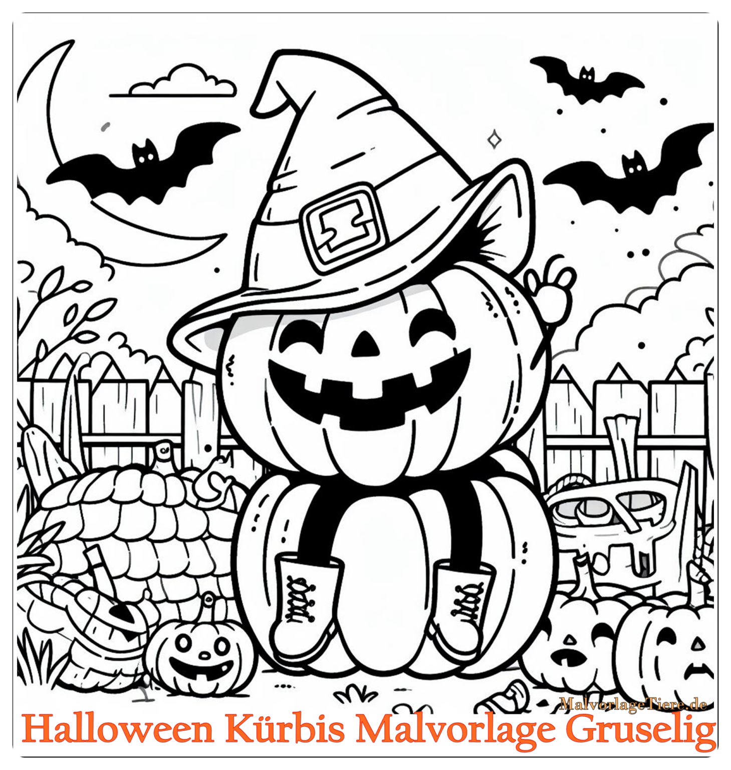 Halloween Kürbis Malvorlage Gruselig 01 by malvorlagetiere.de