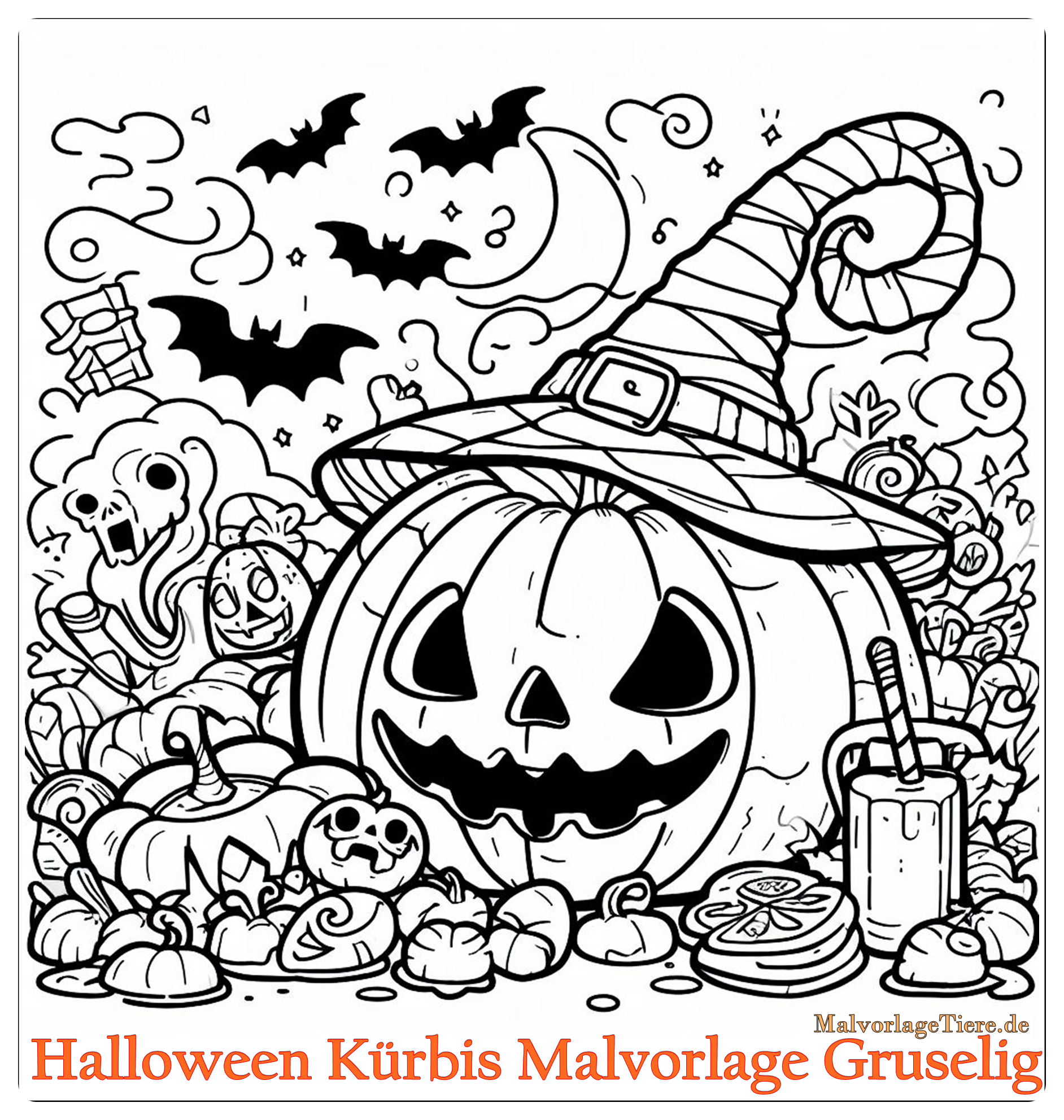 Halloween Kürbis Malvorlage Gruselig 02 by malvorlagetiere.de
