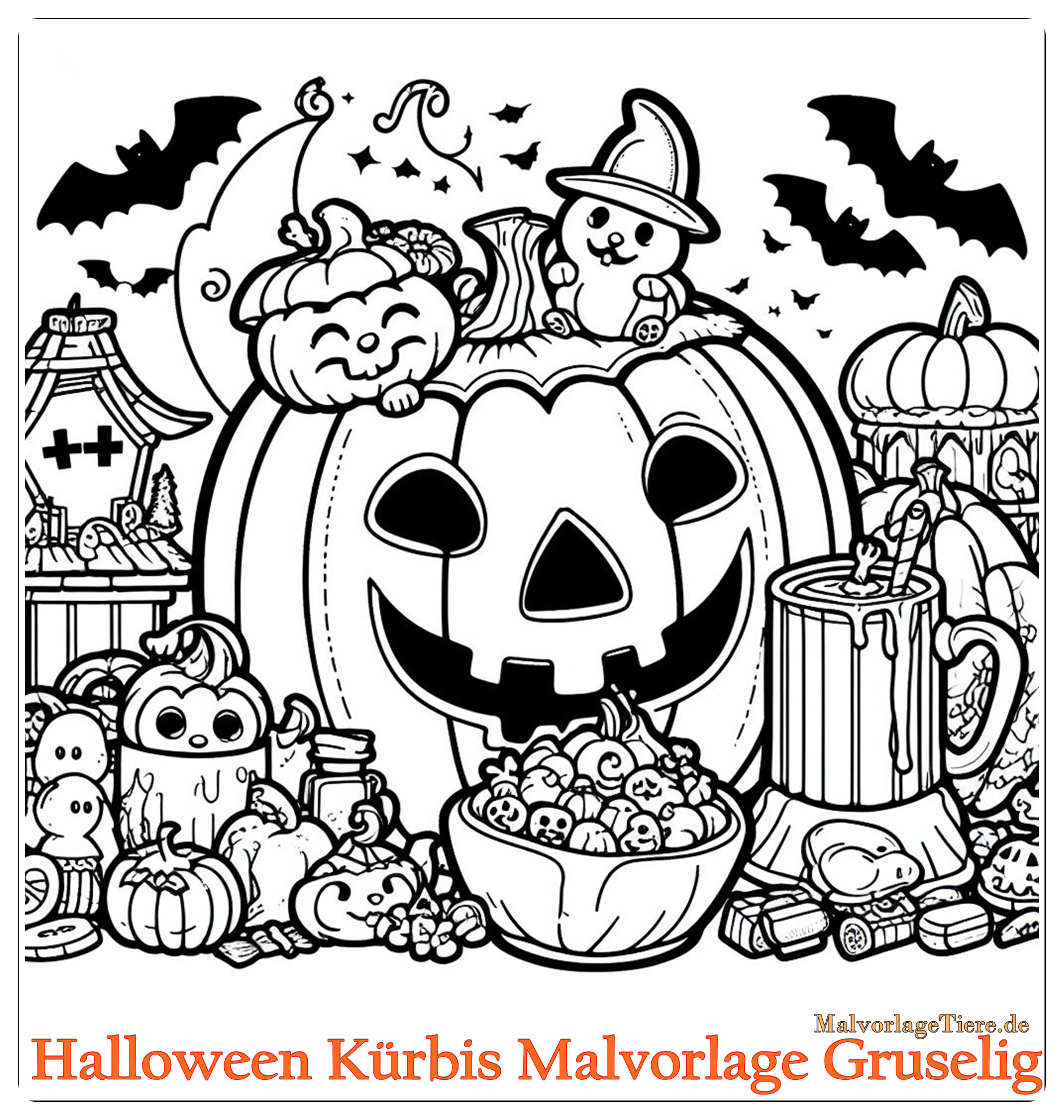 Halloween Kürbis Malvorlage Gruselig 03 by malvorlagetiere.de