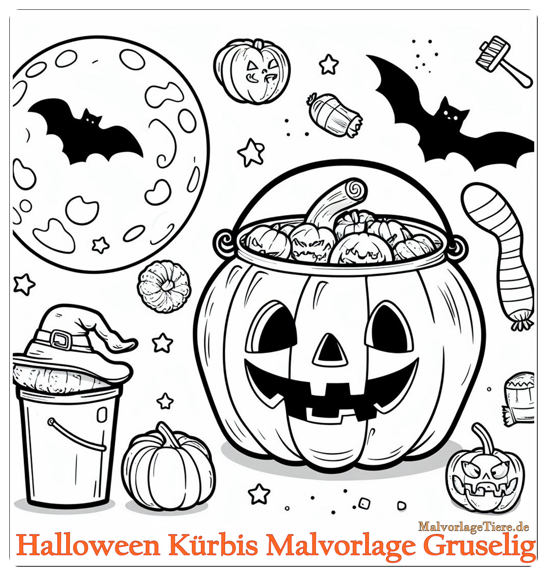 Halloween Kürbis Malvorlage Gruselig 04 by malvorlagetiere.de