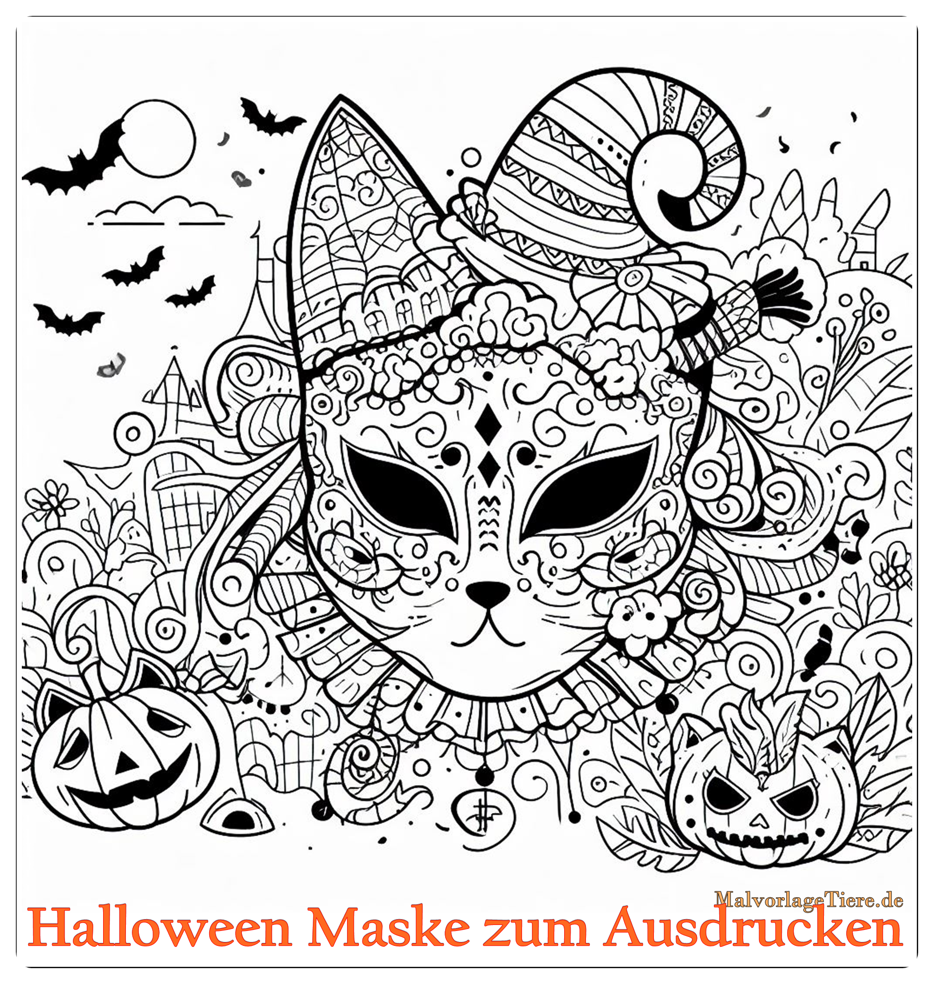 Halloween Maske zum Ausdrucken 01 by malvorlagetiere.de
