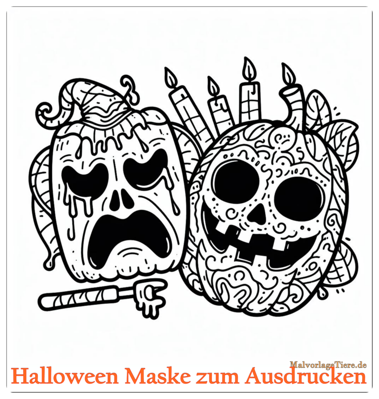 Halloween Maske zum Ausdrucken : Kreativer Gruselspaß – MalvorlageTiere.de