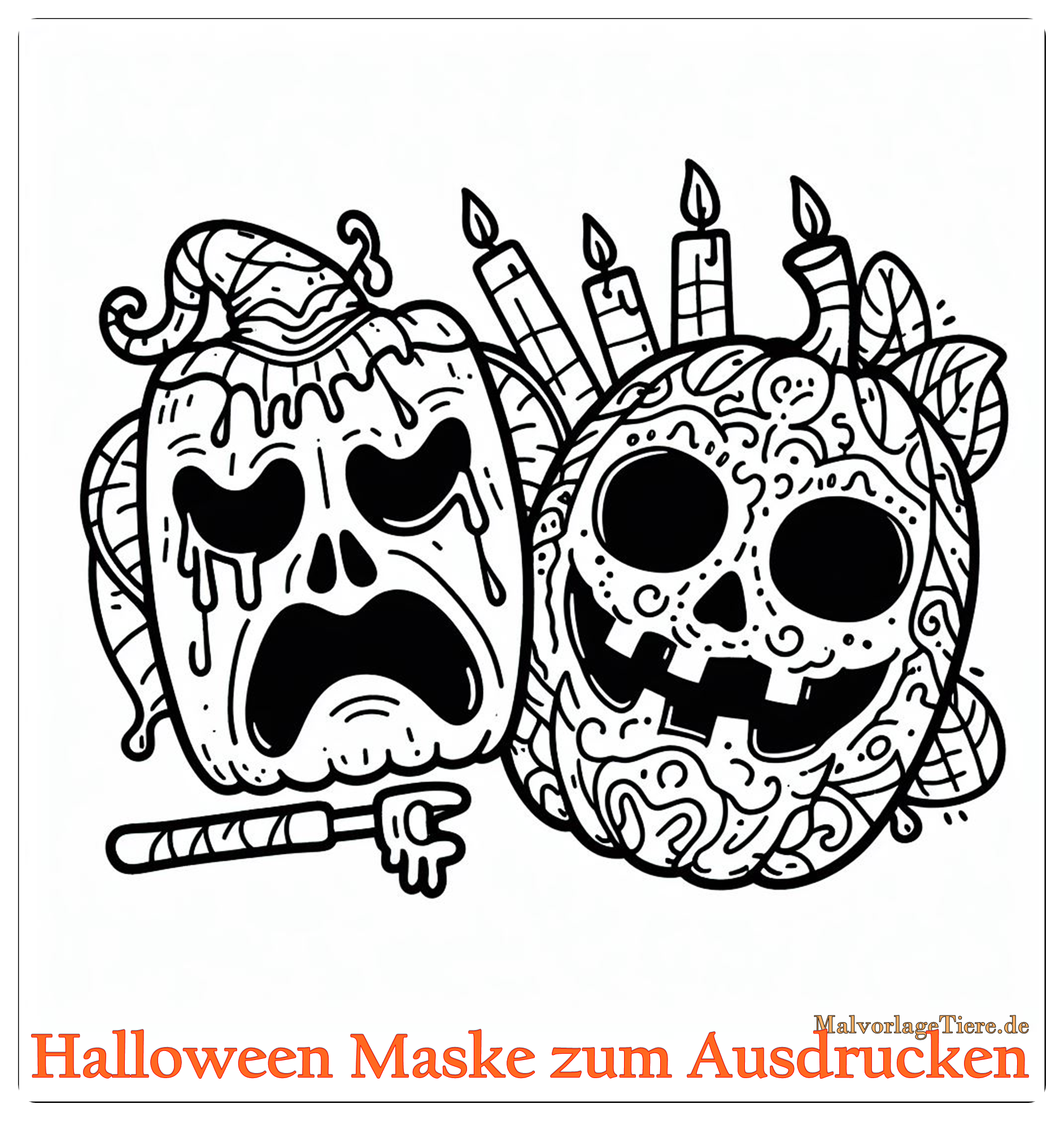 Halloween Maske zum Ausdrucken 03 by malvorlagetiere.de