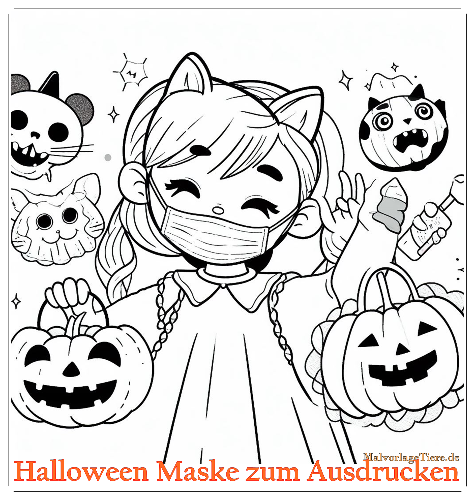 Halloween Maske zum Ausdrucken 04 by malvorlagetiere.de