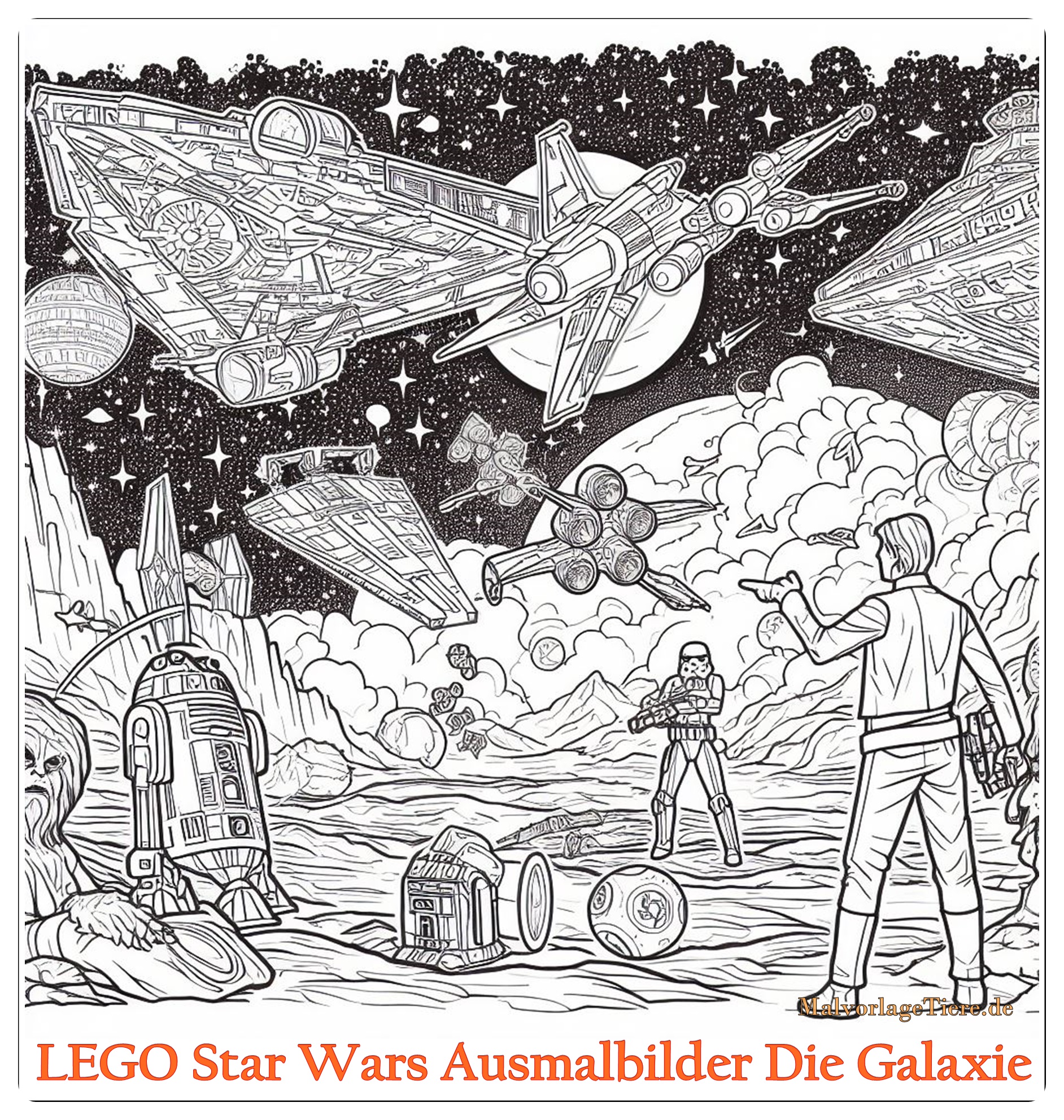 LEGO Star Wars Ausmalbilder Die Galaxie 03 by malvorlagetiere.de