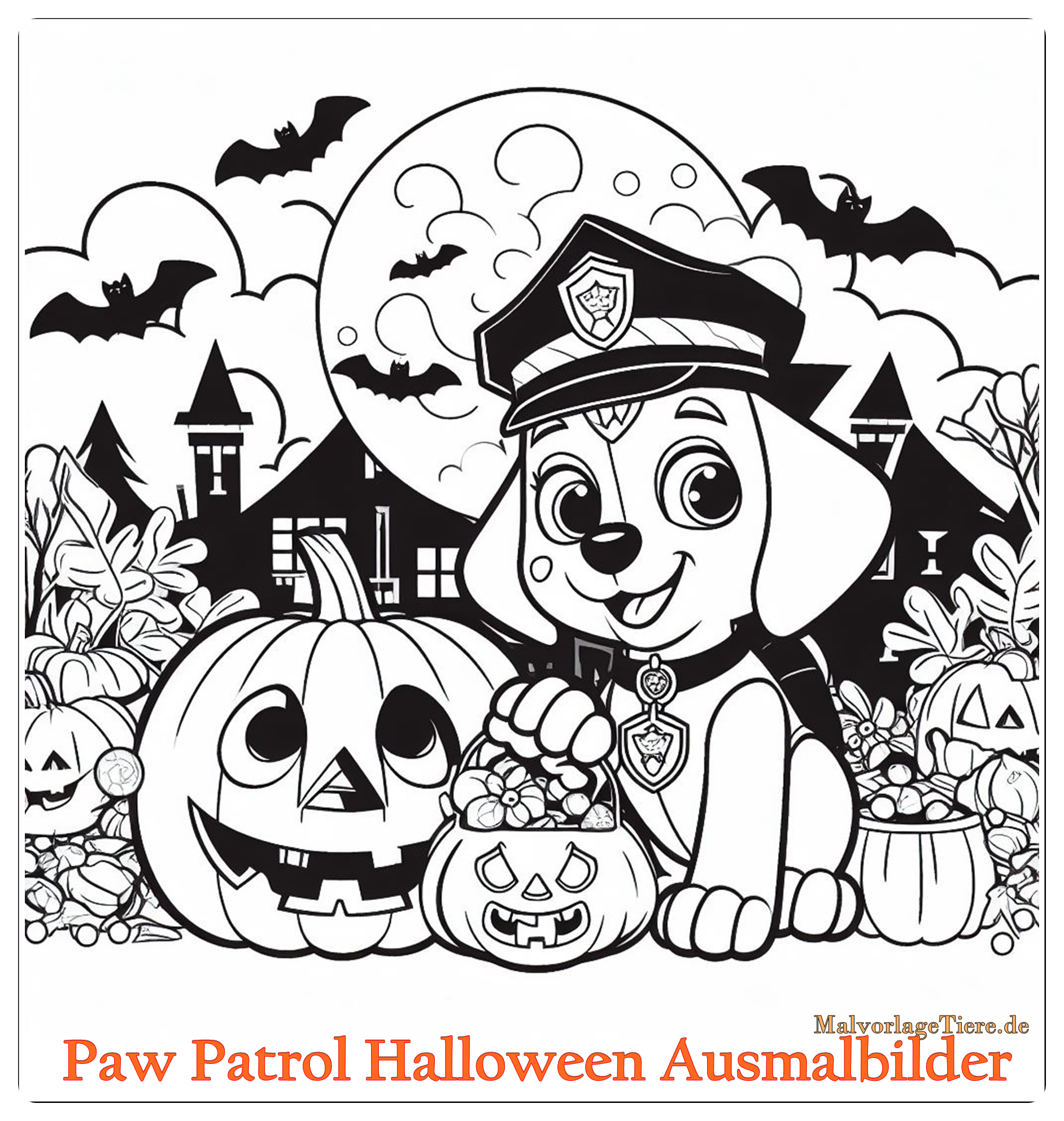 Paw Patrol Halloween Ausmalbilder 02 by malvorlagetiere.de