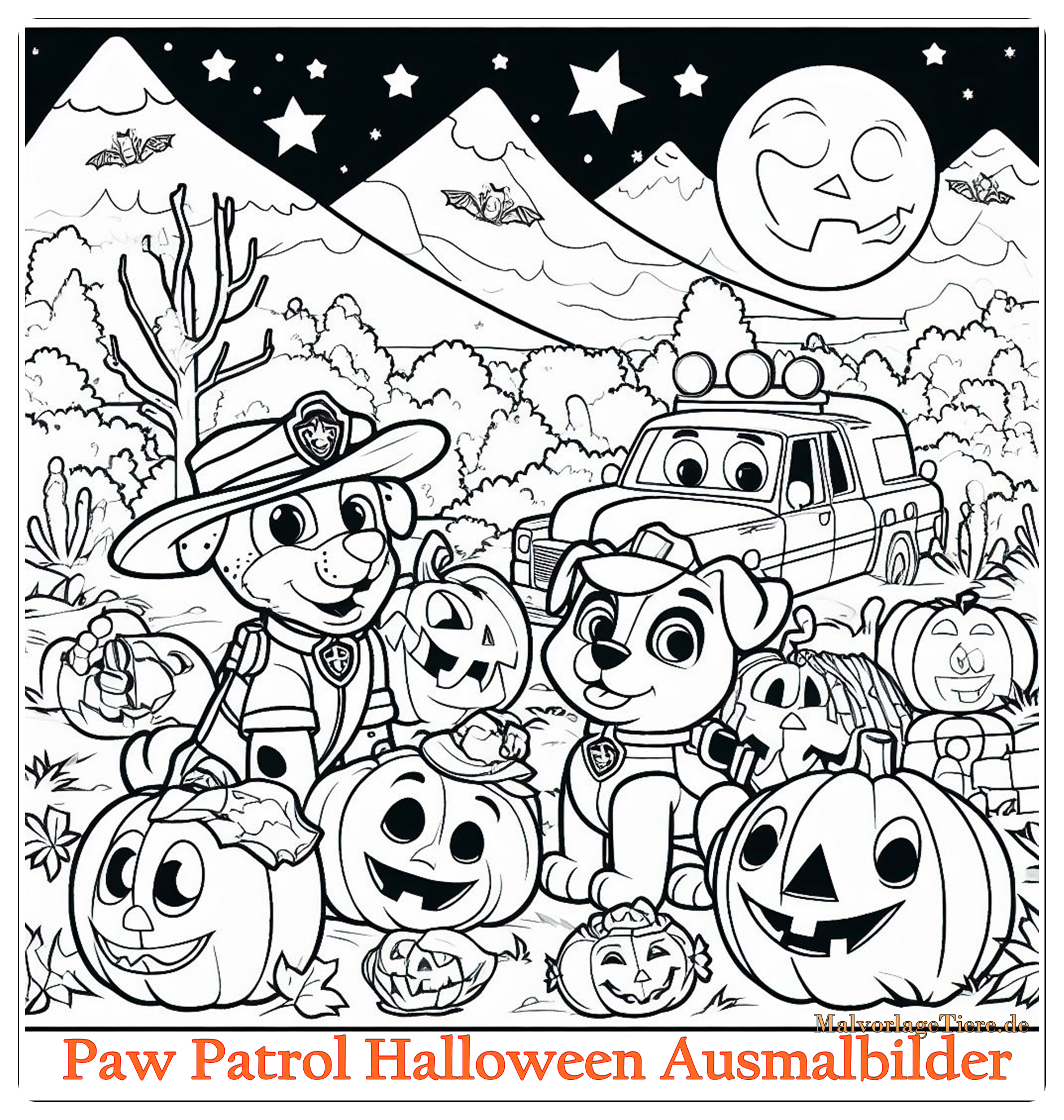 Paw Patrol Halloween Ausmalbilder 03 by malvorlagetiere.de