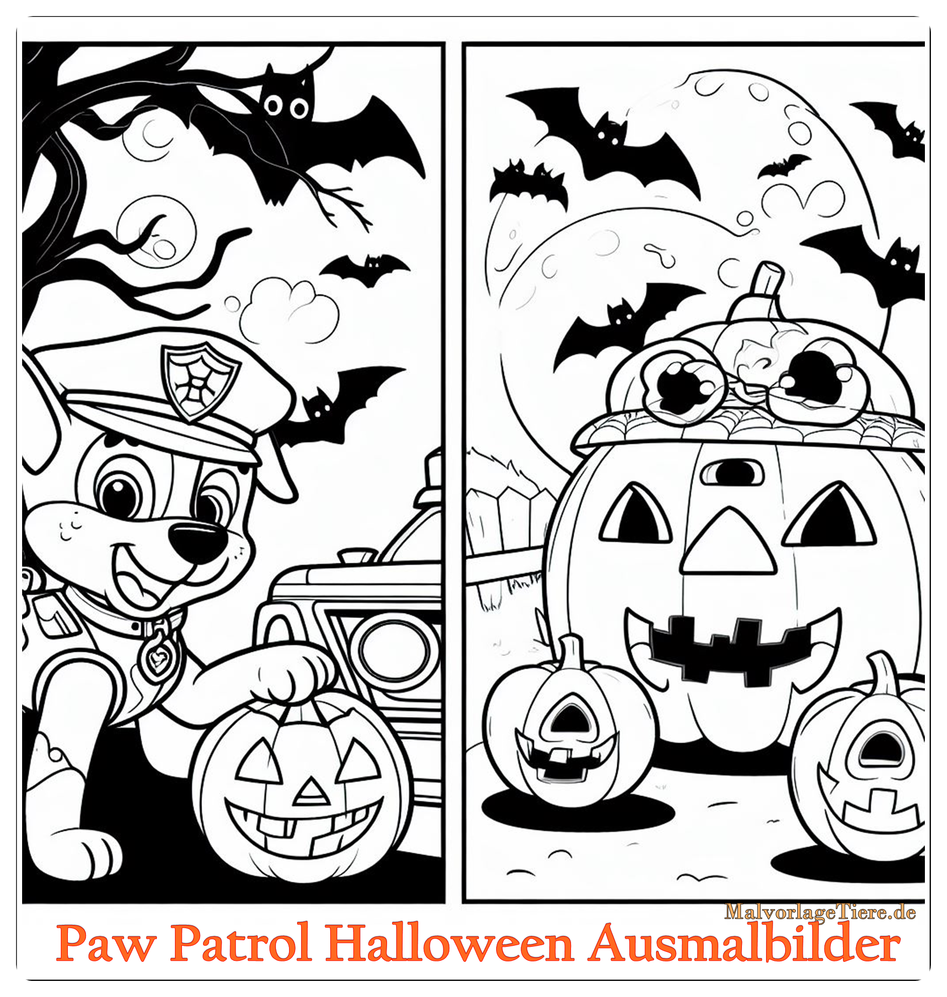 Paw Patrol Halloween Ausmalbilder 04 by malvorlagetiere.de