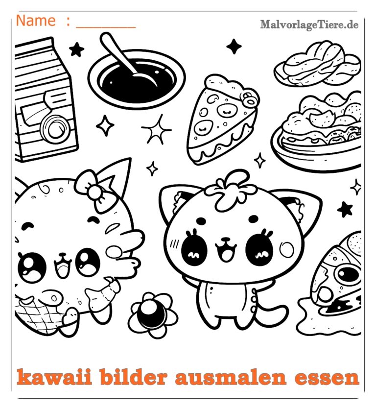 Entzückende Kawaii Bilder zum Ausmalen Essen – Perfekt für Kinder