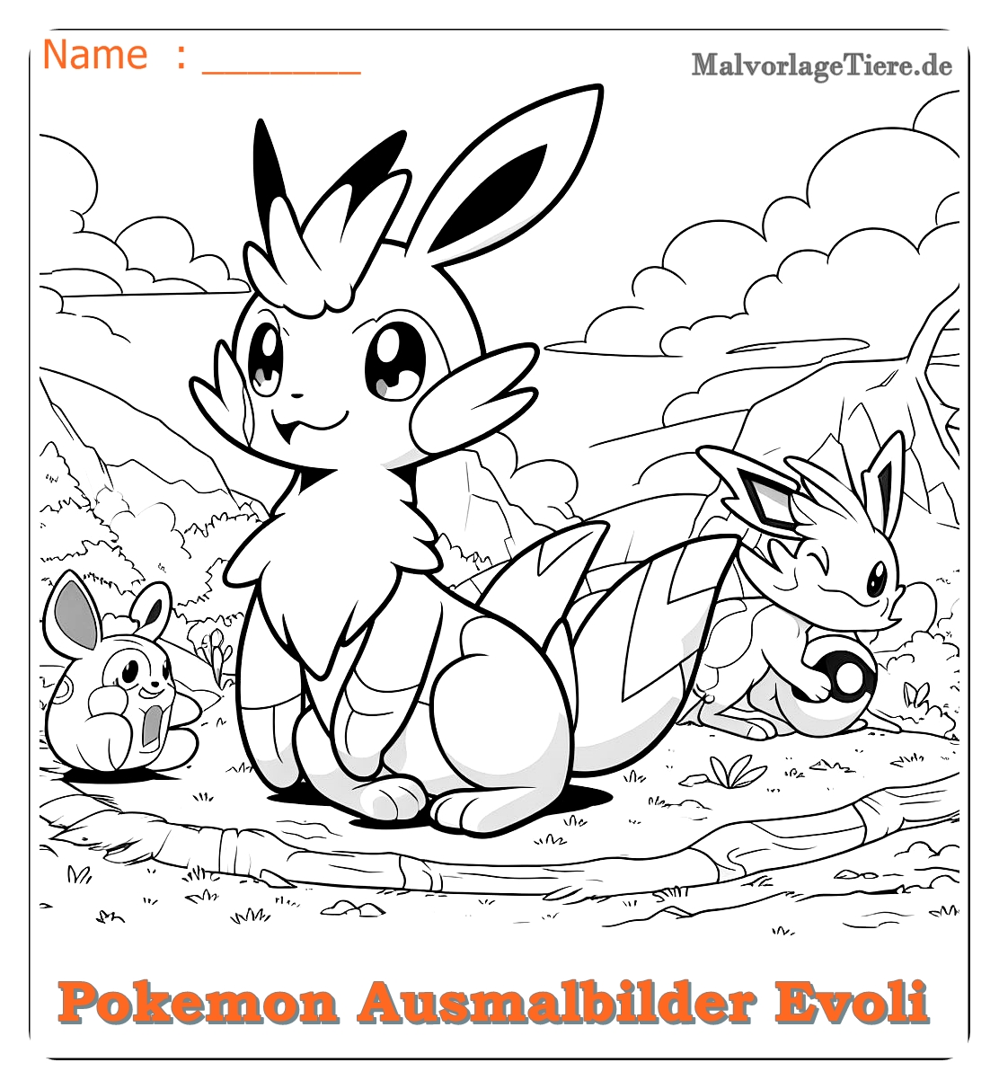 pokemon ausmalbilder evoli entwicklungen 05 by malvorlagetiere.de