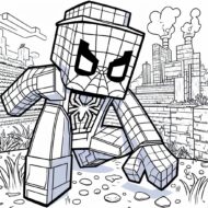 spiderman the avengers minecraft coloring pages for adults