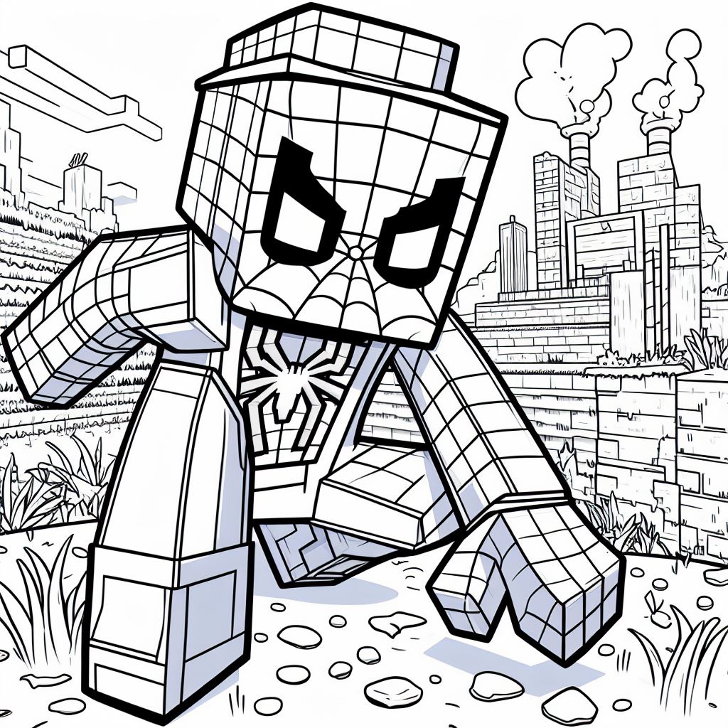 spiderman the avengers minecraft coloring pages for adults