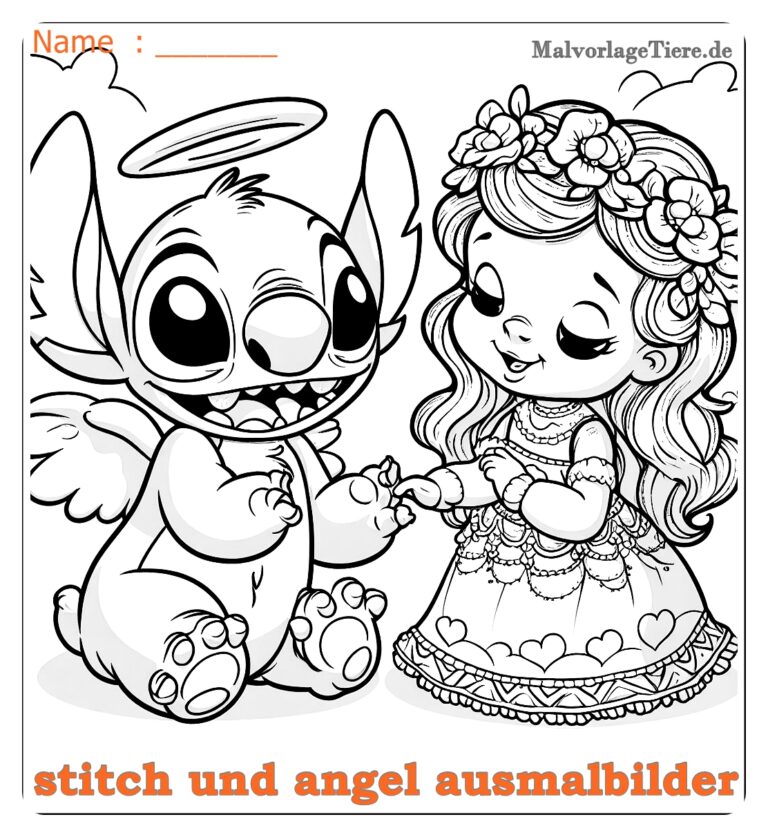 ausmalbilder stitch und angel