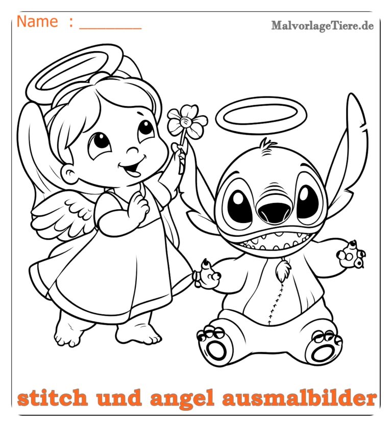 ausmalbilder stitch und angel