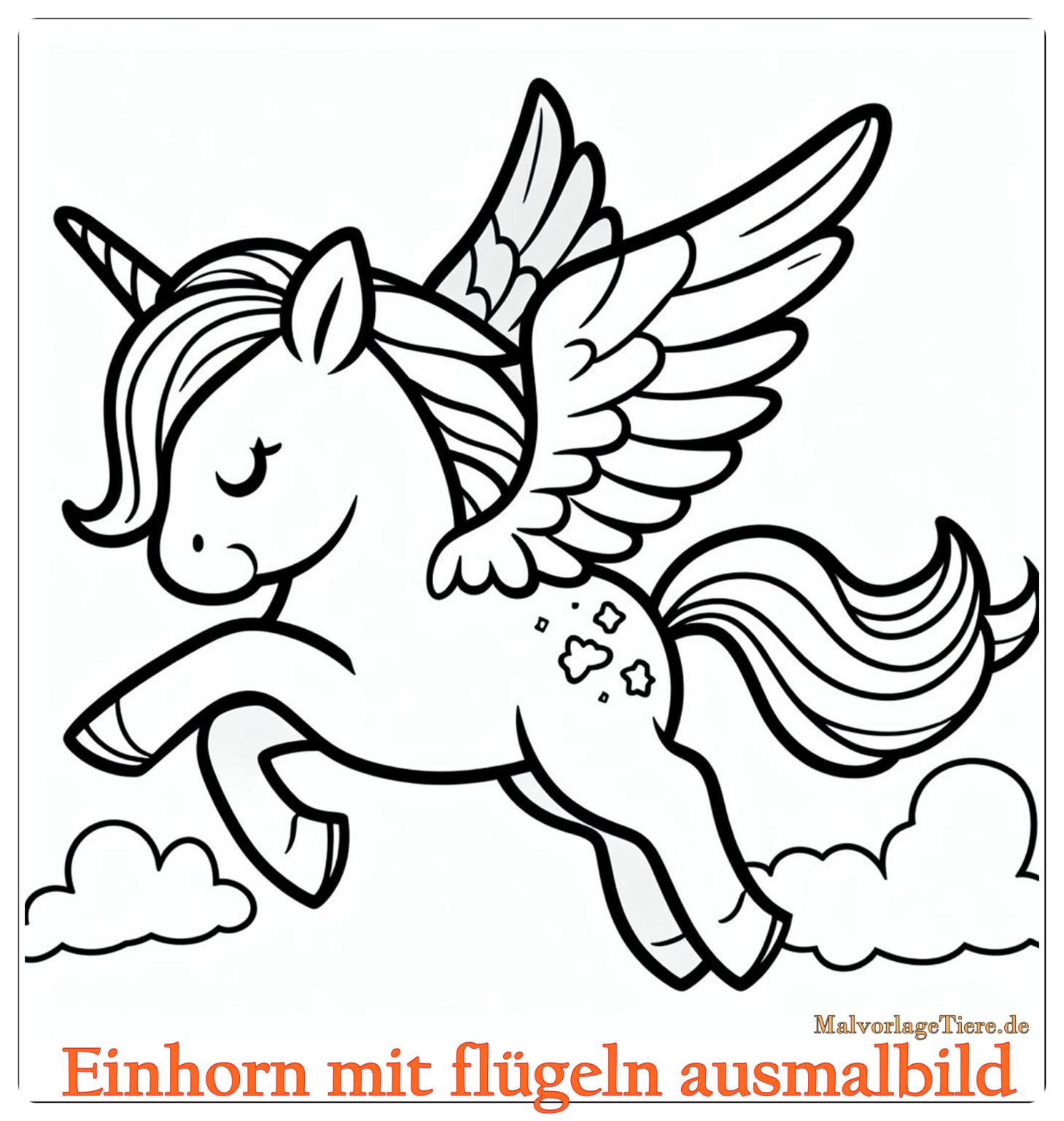 Einhorn mit flügeln ausmalbild 01 by malvorlagetiere.de
