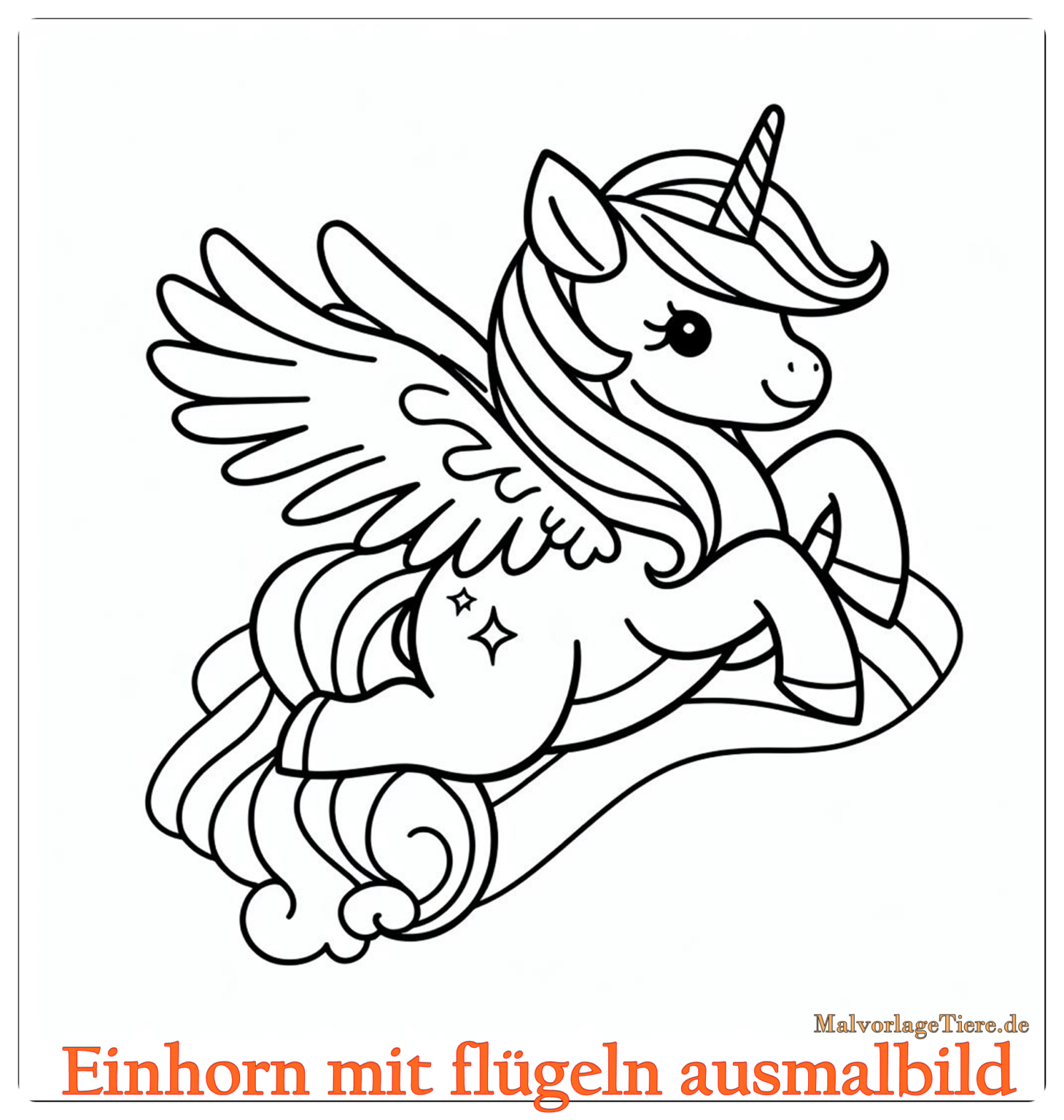 Einhorn mit flügeln ausmalbild 02 by malvorlagetiere.de