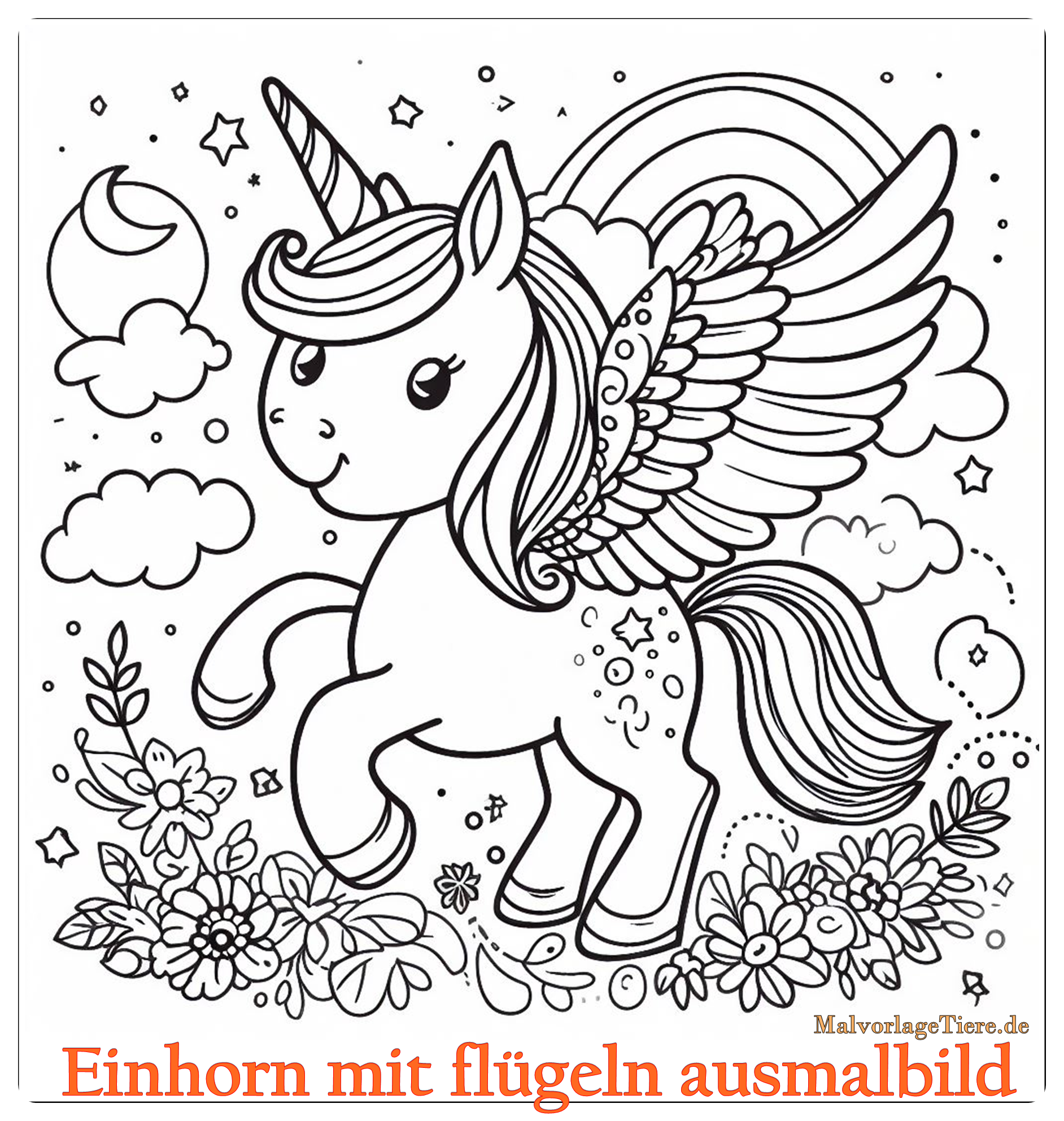 Einhorn mit flügeln ausmalbild 06 by malvorlagetiere.de