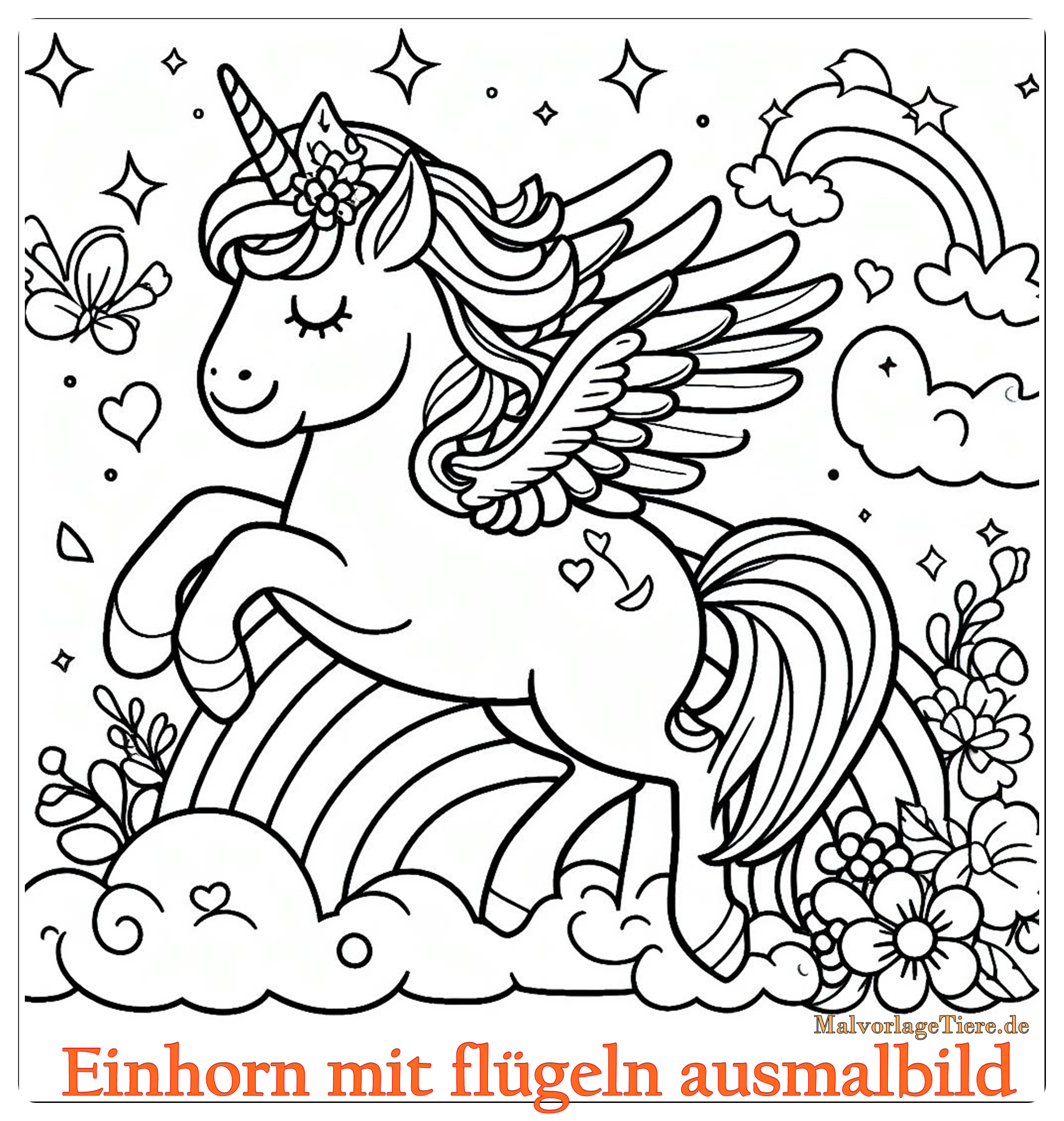 Einhorn mit flügeln ausmalbild 08 by malvorlagetiere.de