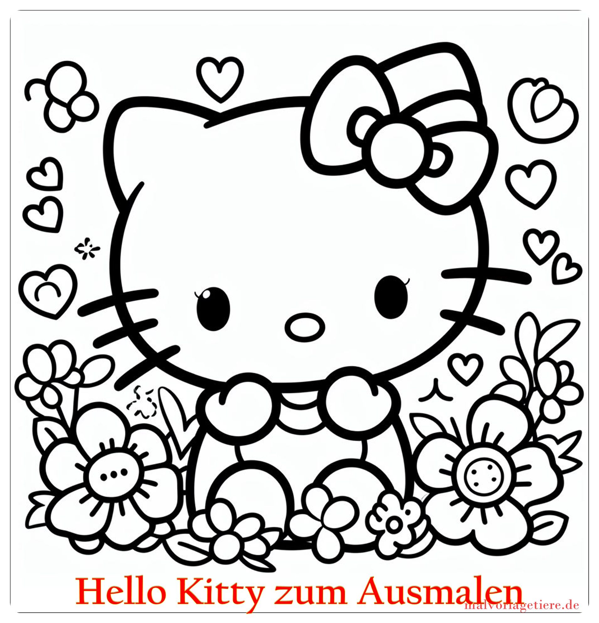 Hello Kitty zum Ausmalen 01 by malvorlagetiere