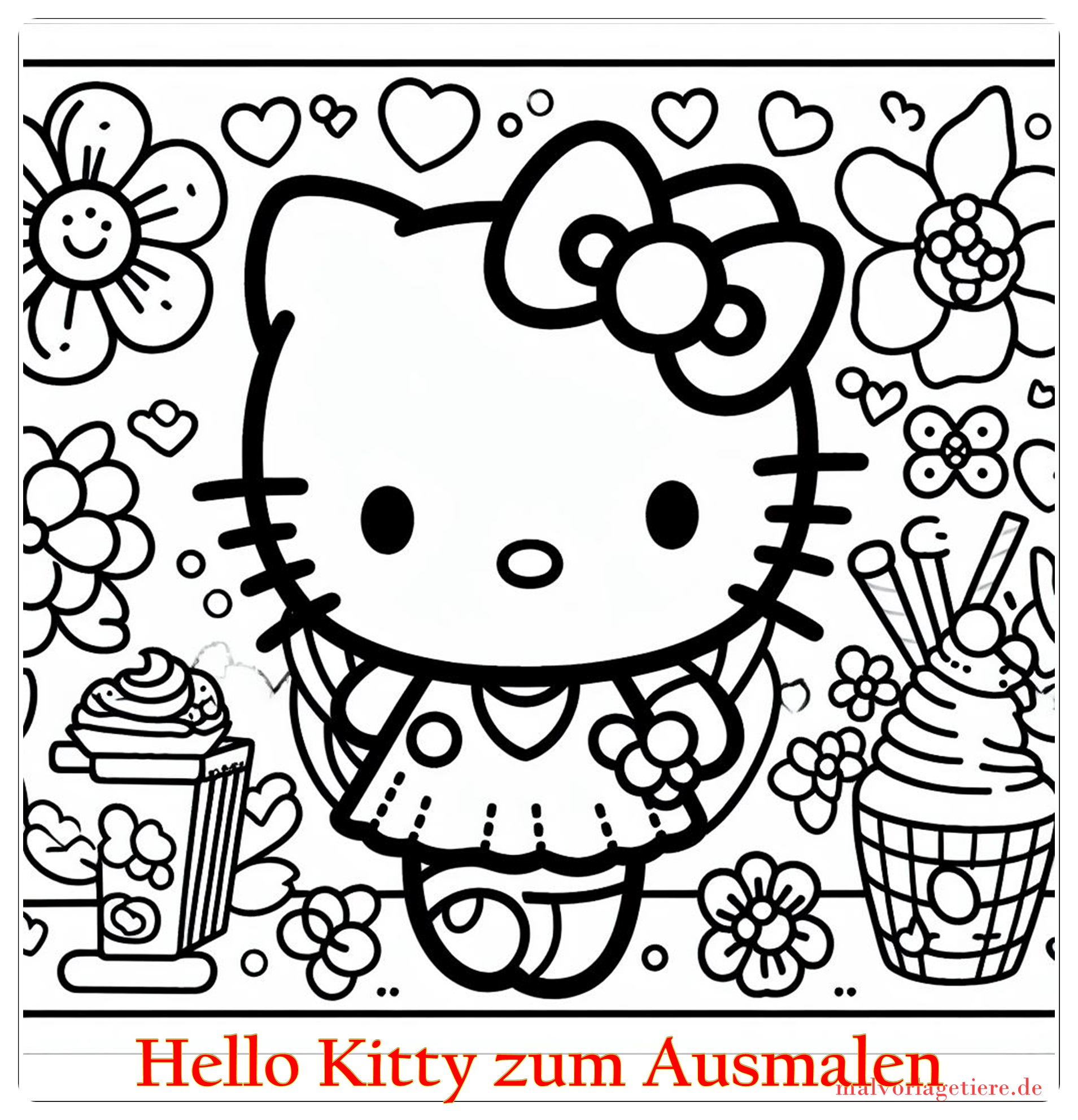 Hello Kitty zum Ausmalen 07 by malvorlagetiere