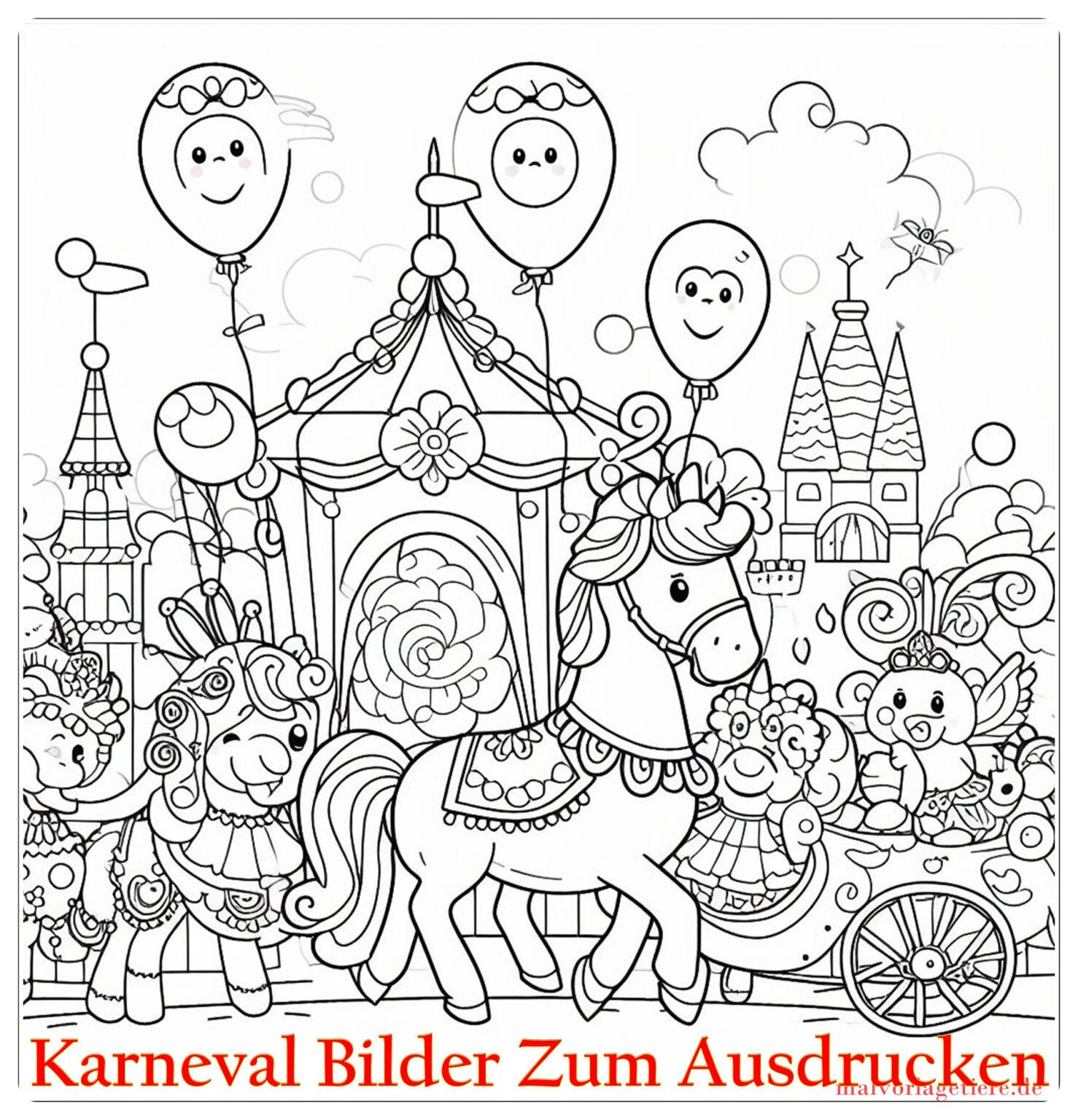Bunte Karneval Bilder zum Ausdrucken und Basteln – MalvorlageTiere.de
