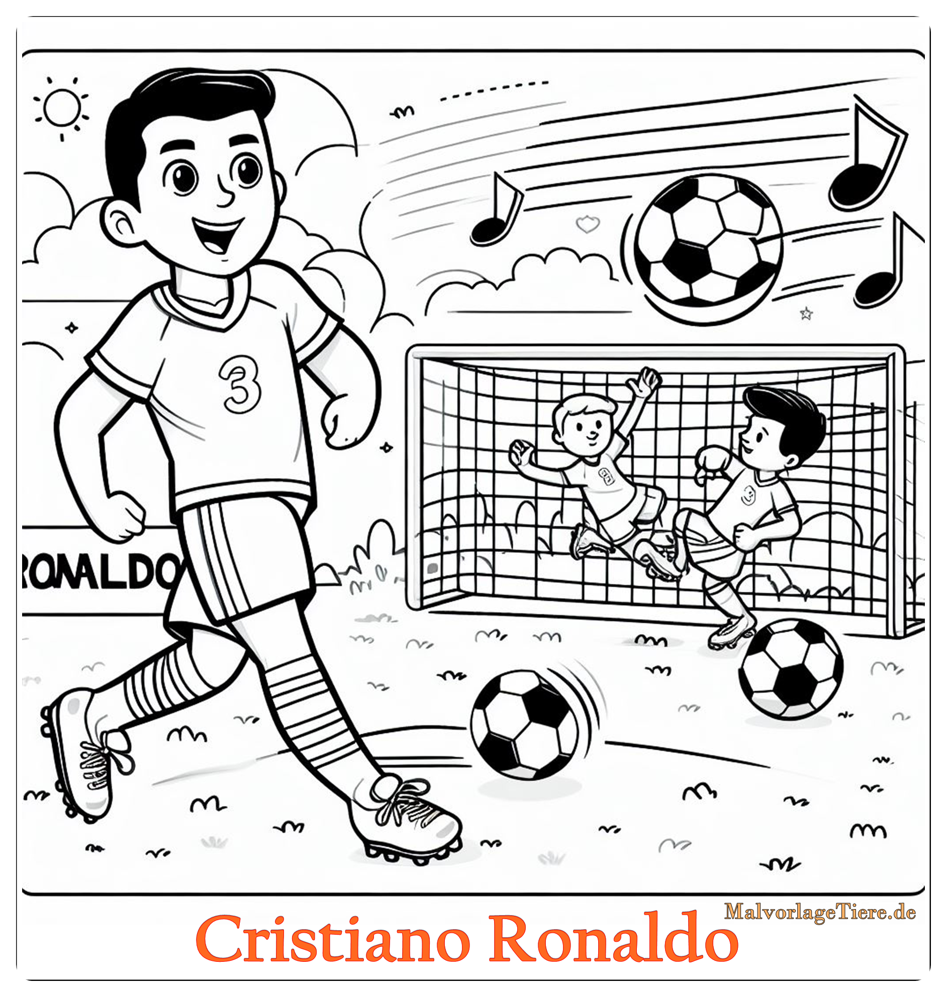 Ronaldo Ausmalbild zum Ausdrucken 03 by malvorlagetiere.de