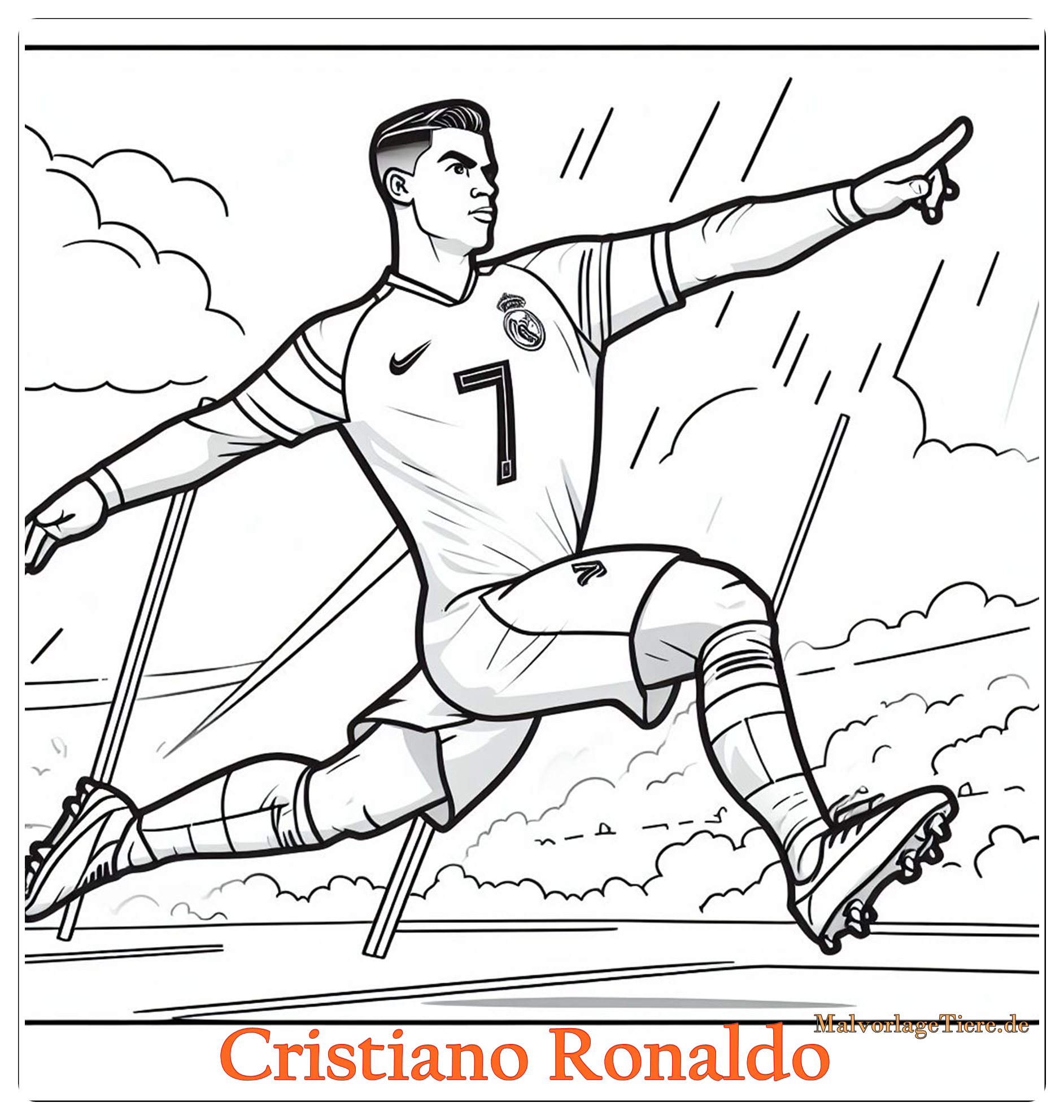 Ronaldo Ausmalbild zum Ausdrucken 07 by malvorlagetiere.de