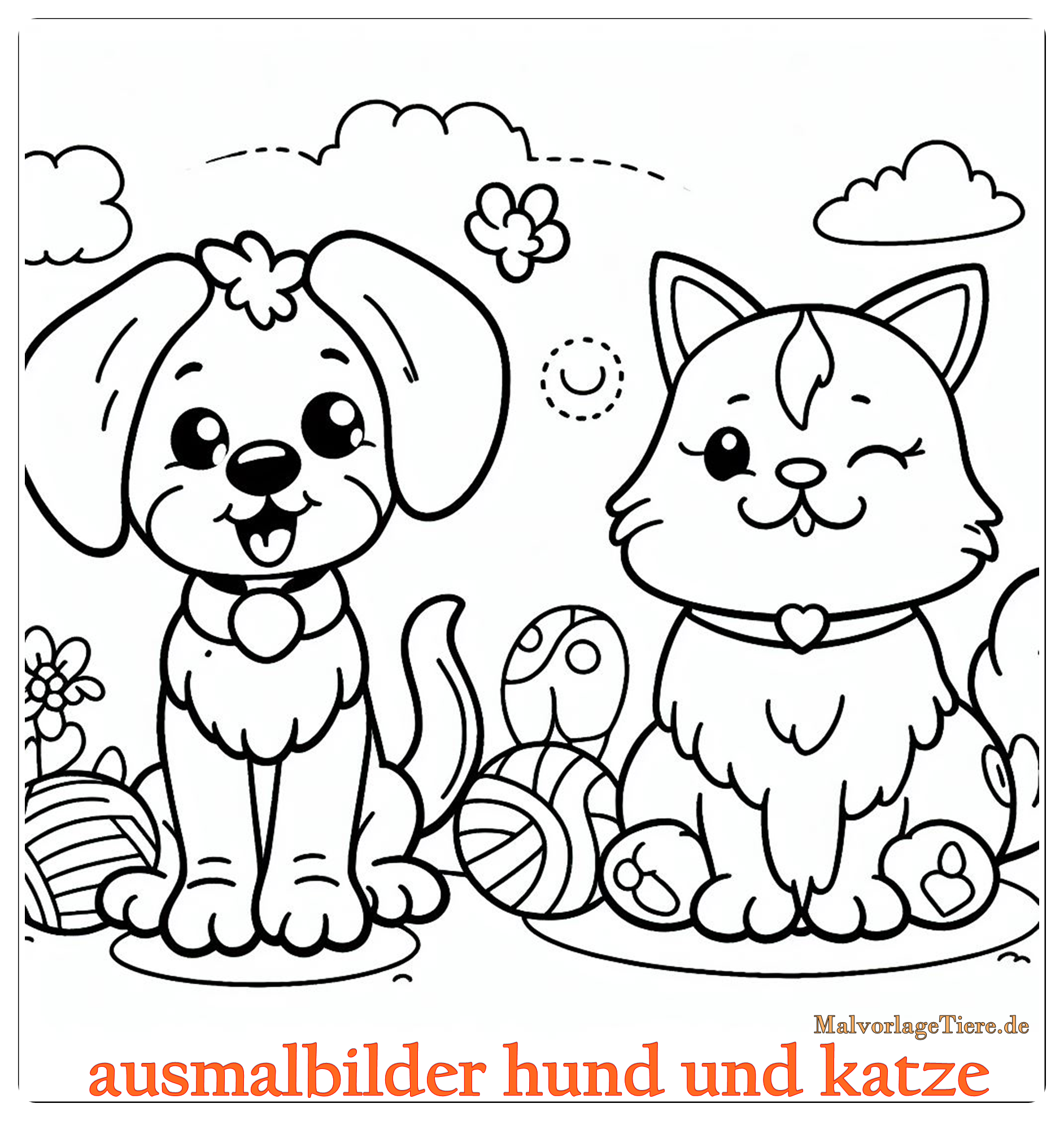 ausmalbilder hund und katze 01 by malvorlagetiere.de