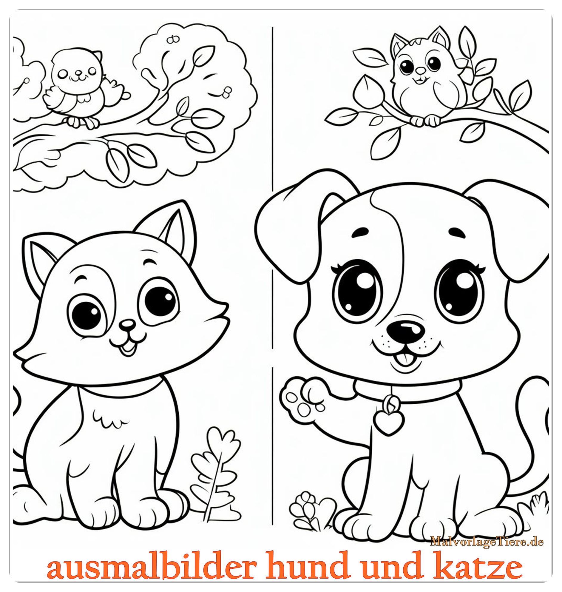 ausmalbilder hund und katze 04 by malvorlagetiere.de