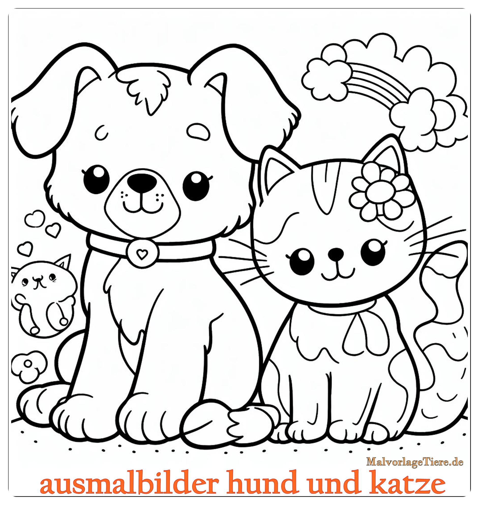 ausmalbilder hund und katze 06 by malvorlagetiere.de