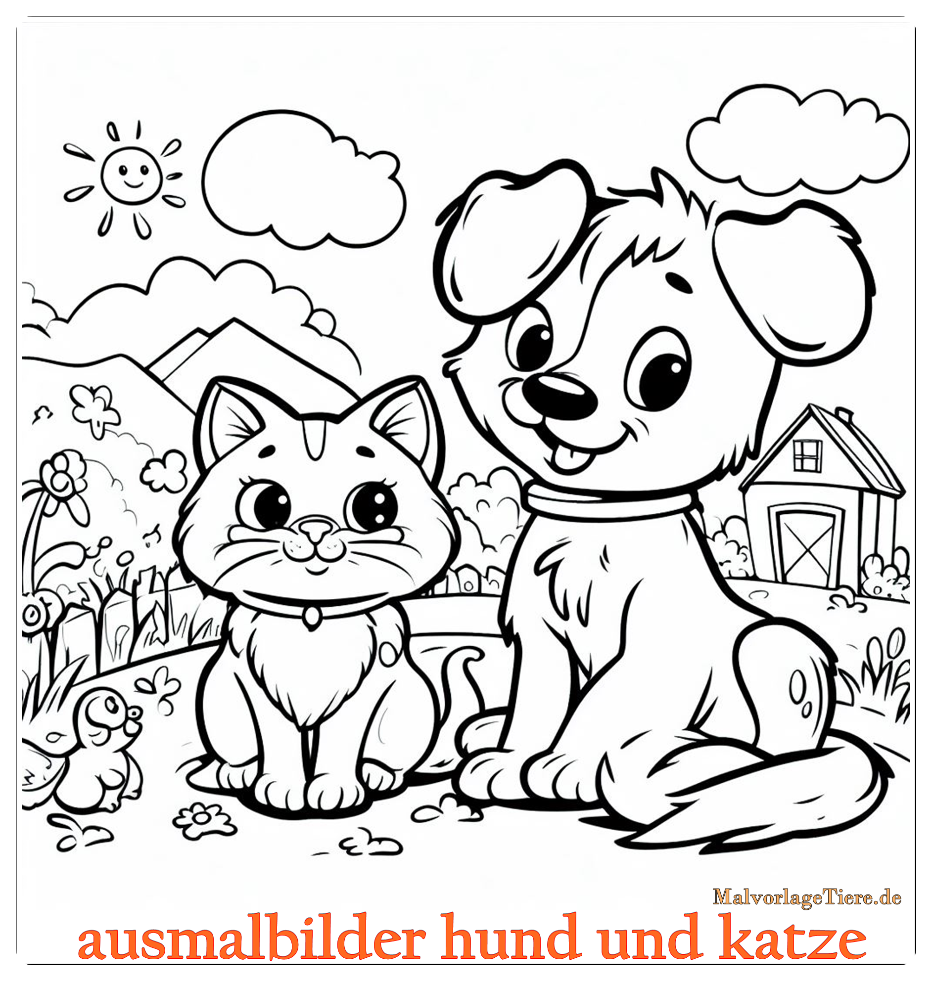 ausmalbilder hund und katze 08 by malvorlagetiere.de