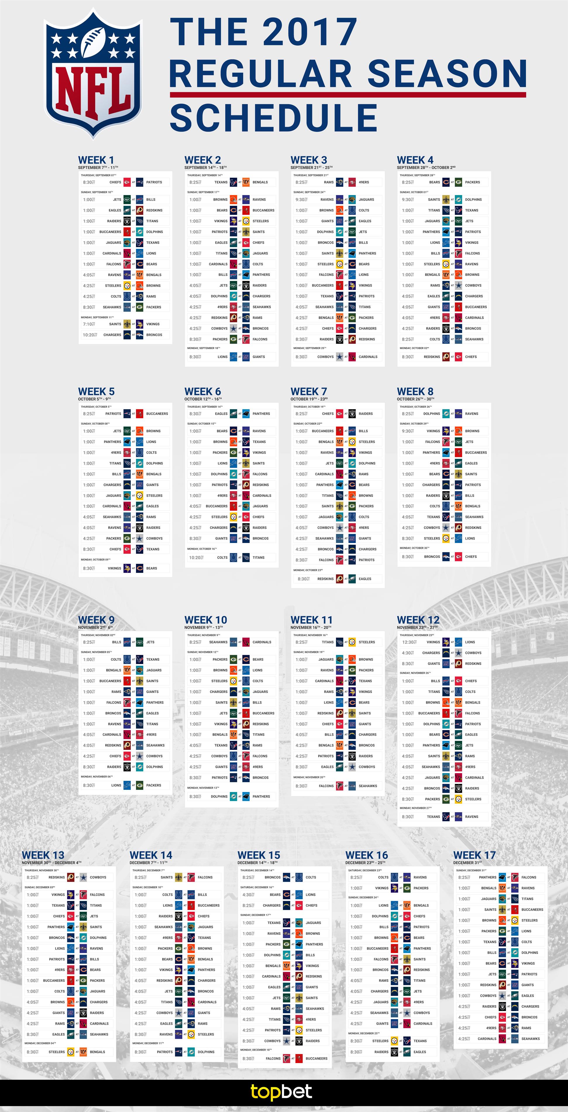 Nfl Week 4 Printable Schedule