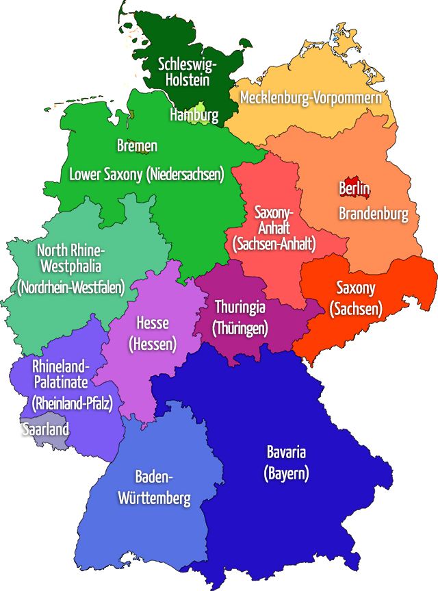 Map of GERMANY: 16 states - with both German/English names | iMaps