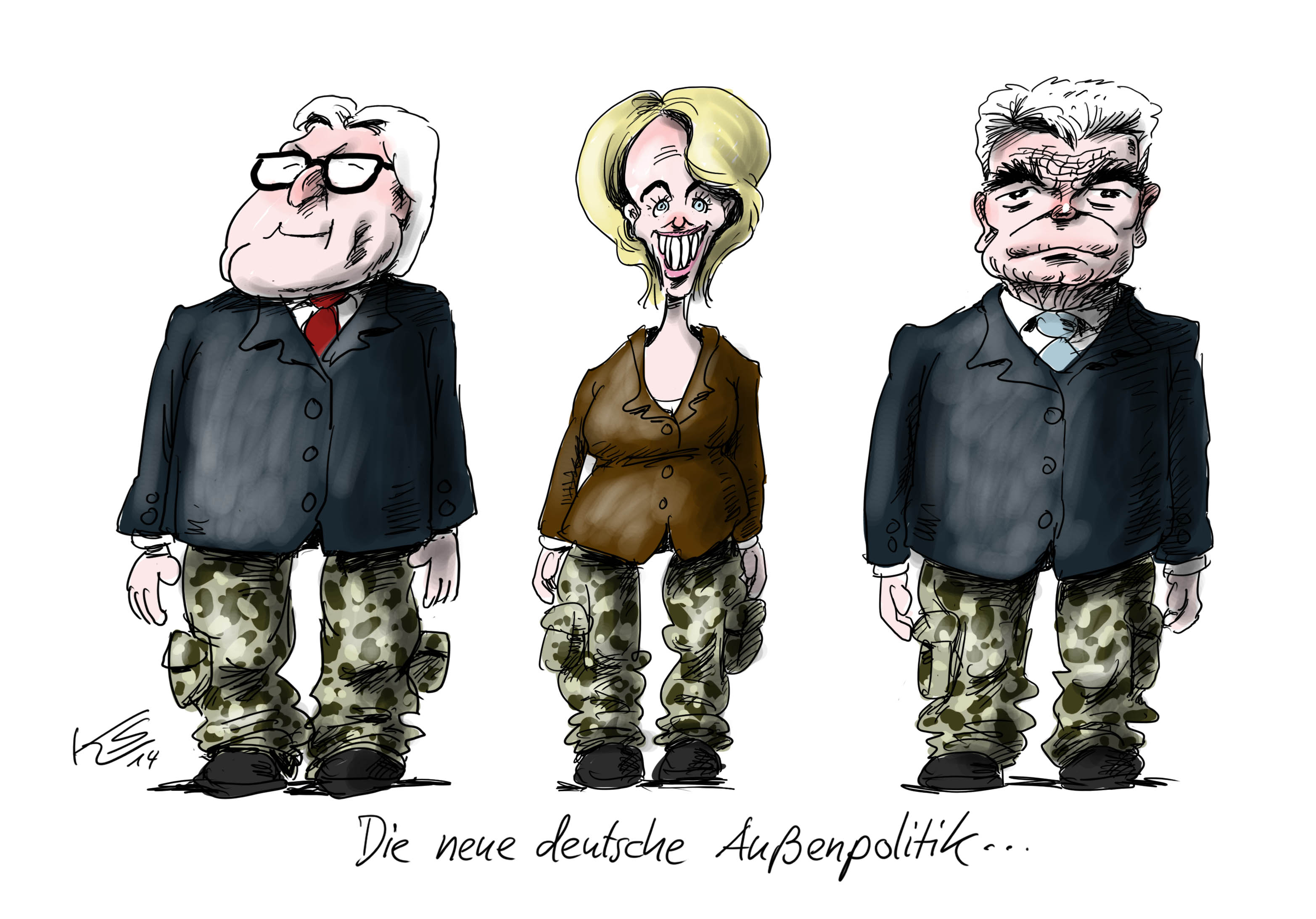 Karikatur "Die neue deutsche Außenpolitik"