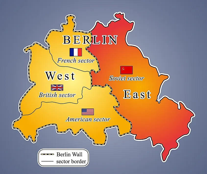 Berlin Wall Map Divided Germany