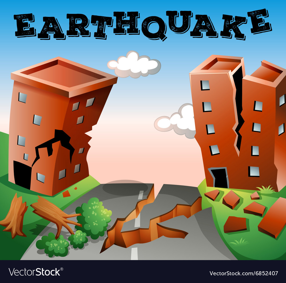 Natural disaster scene earthquake Royalty Free Vector Image