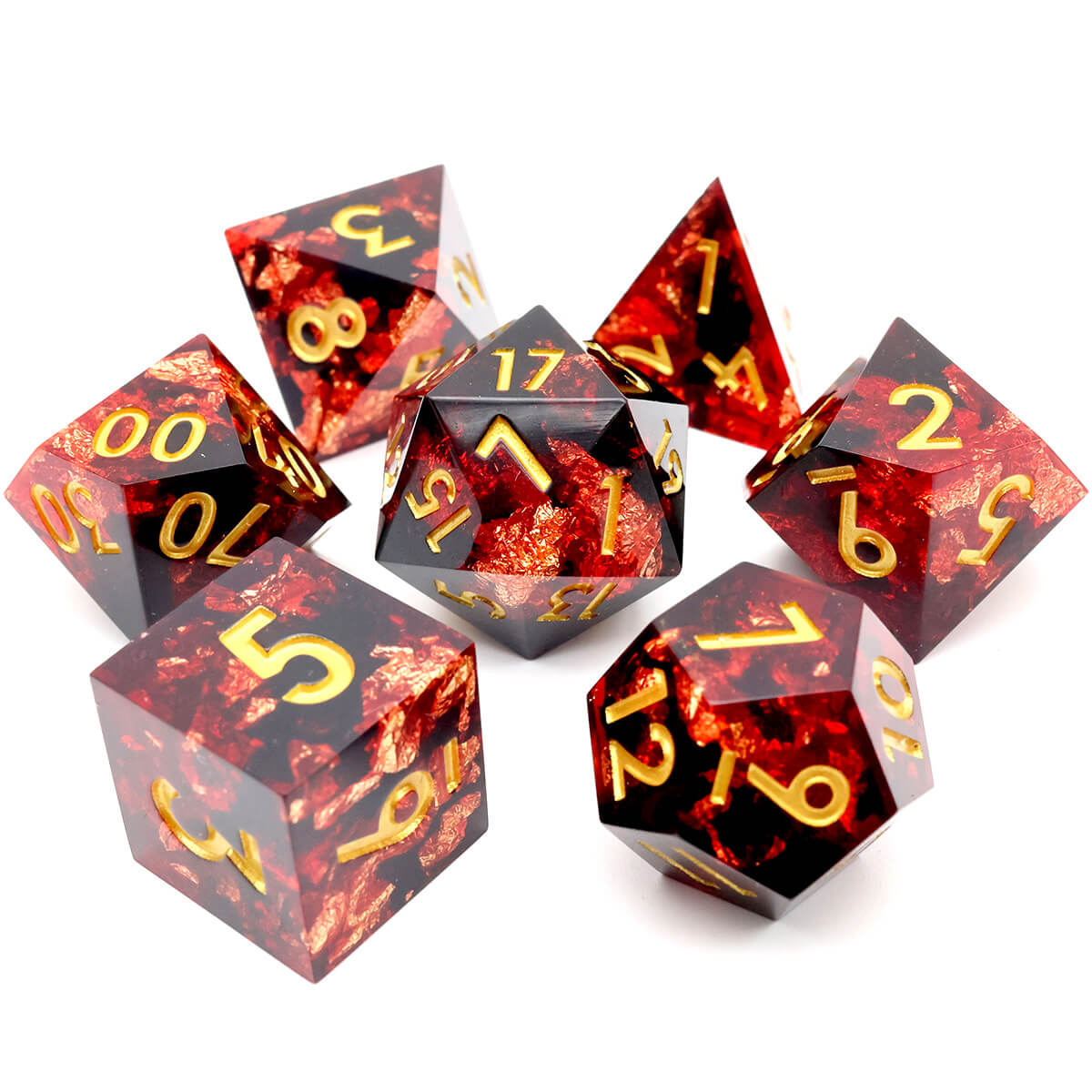 DND Dice Set Vengeful Spirit 7-Piece Sharp Edge Dice of Dragons Motiv
