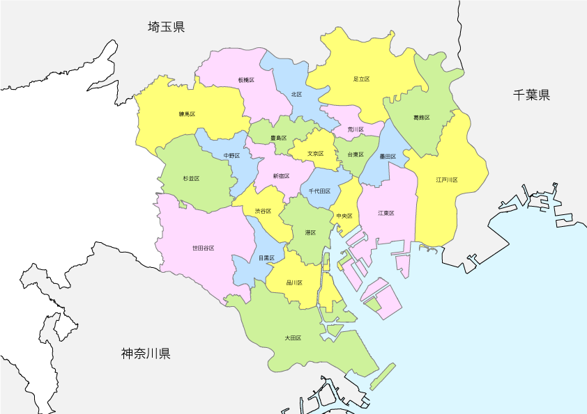 東京23区 市区町村界 地図データ フリー素材を無料ダウンロード|地図素材を販売 今八商店 Bild & Inspiration 東京23区 市区町村界 地図データ フリー素材を無料ダウンロード|地図素材を販売 今八商店 Illustration