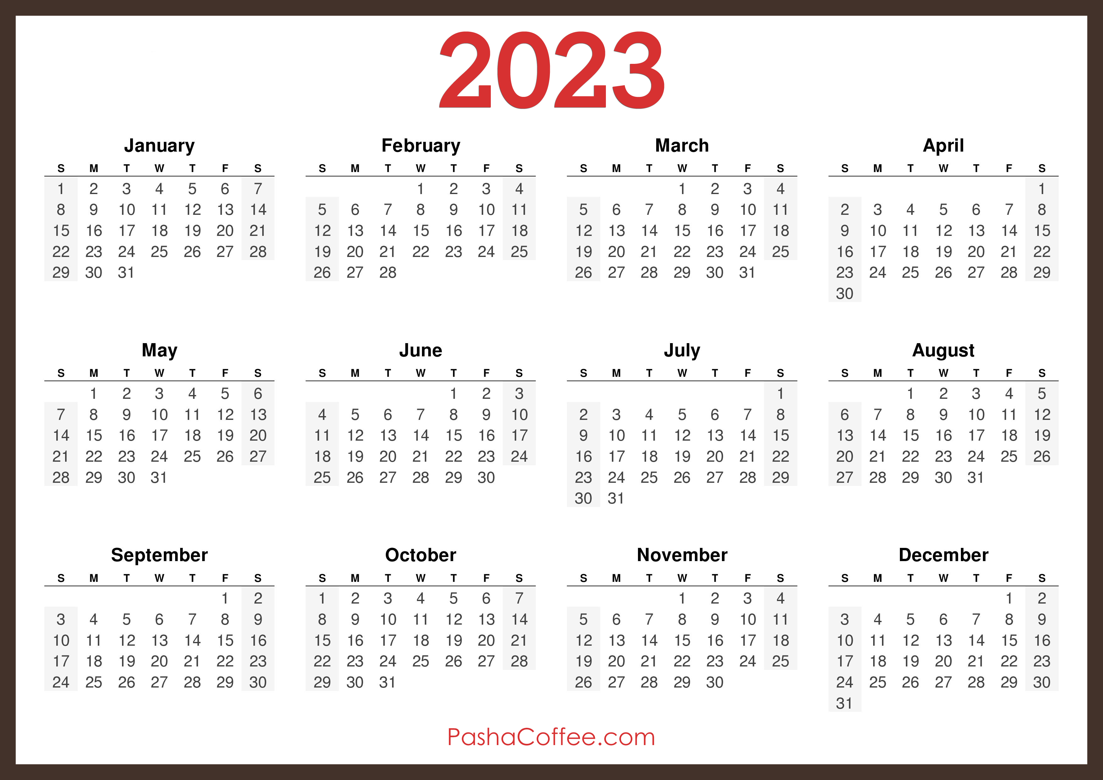 Kreatives Bild zu 2023 Printable Calendar - King Printables 2023 Printable Calendar - King Printables Illustration