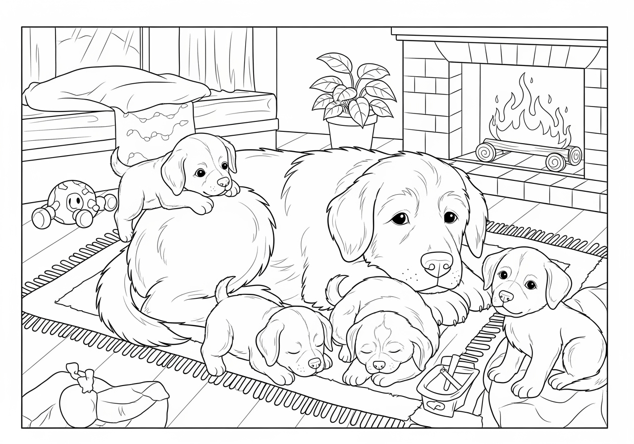 犬の家族の塗り絵 - 無料で楽しめる印刷物 Bild & Inspiration 犬の家族の塗り絵 - 無料で楽しめる印刷物 Motiv