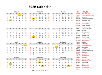 Foto zu Free Printable Calendar 2026 in Excel, PDF and Word 