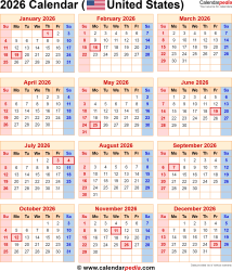 Vorlage: 2026 Calendar with Federal Holidays Foto zu 2026 Calendar with Federal Holidays