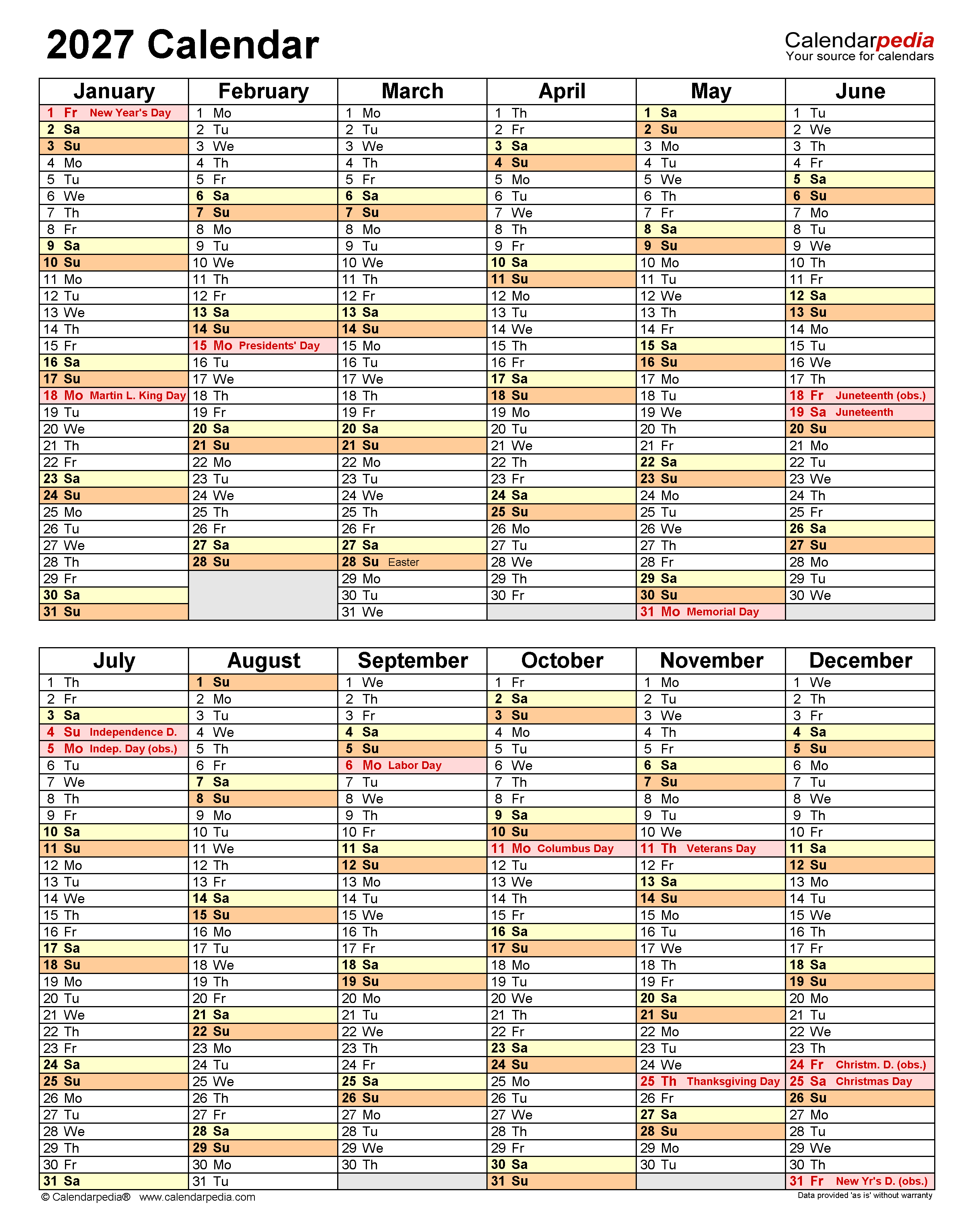  2027 Calendar - 21 Free PDF Templates, Ready to Print 