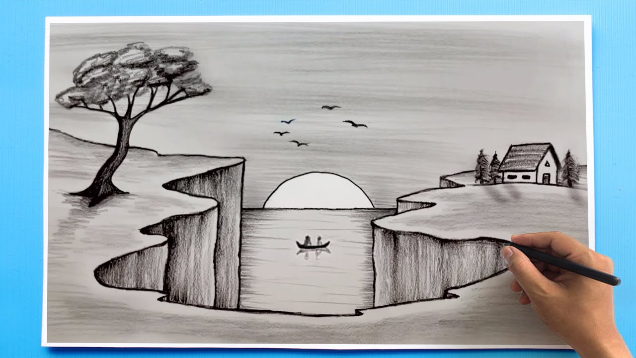 Easy scenery Drawing tutorial - YouTube Foto & Idee Easy scenery Drawing tutorial - YouTube Illustration