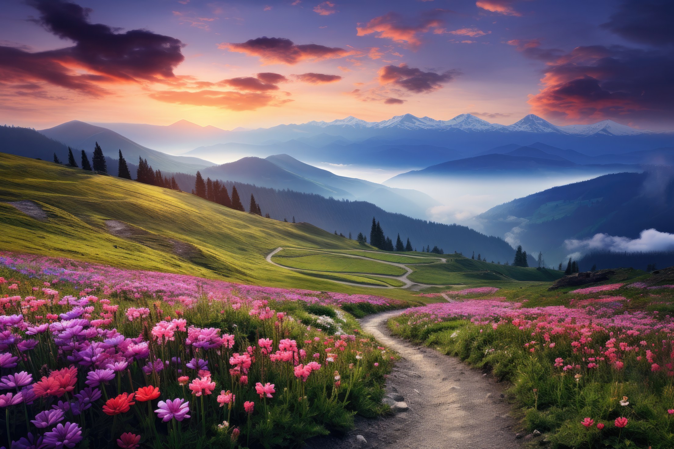 Beautiful Nature Mountain Scenery with Flowers Free Stock Photo picjumbo Bildidee