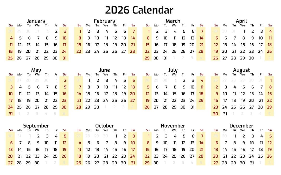 2026 Calendar Svg Pdf Book 2026 Calendar JPG, Calendar 2026 Bild & Inspiration 2026 Calendar Svg Pdf Book 2026 Calendar JPG, Calendar 2026 Motiv