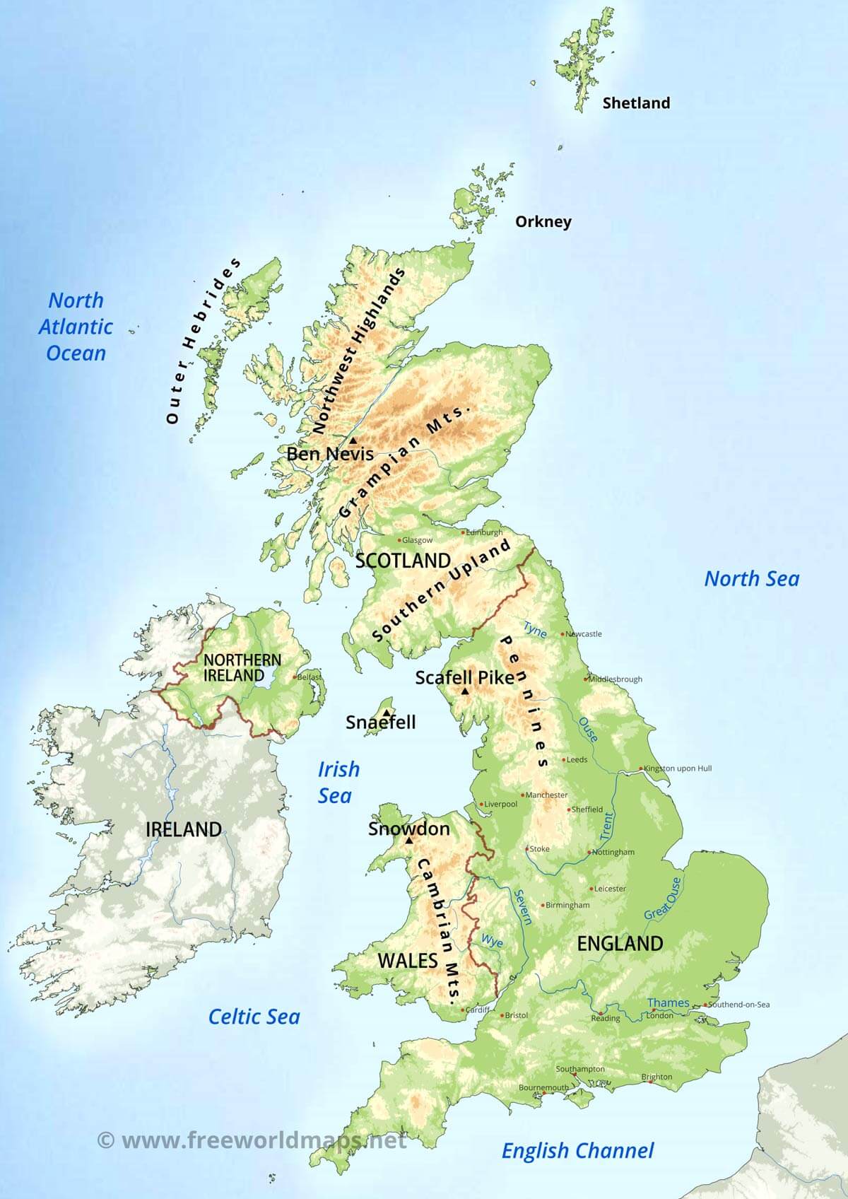  United Kingdom Physical Map 